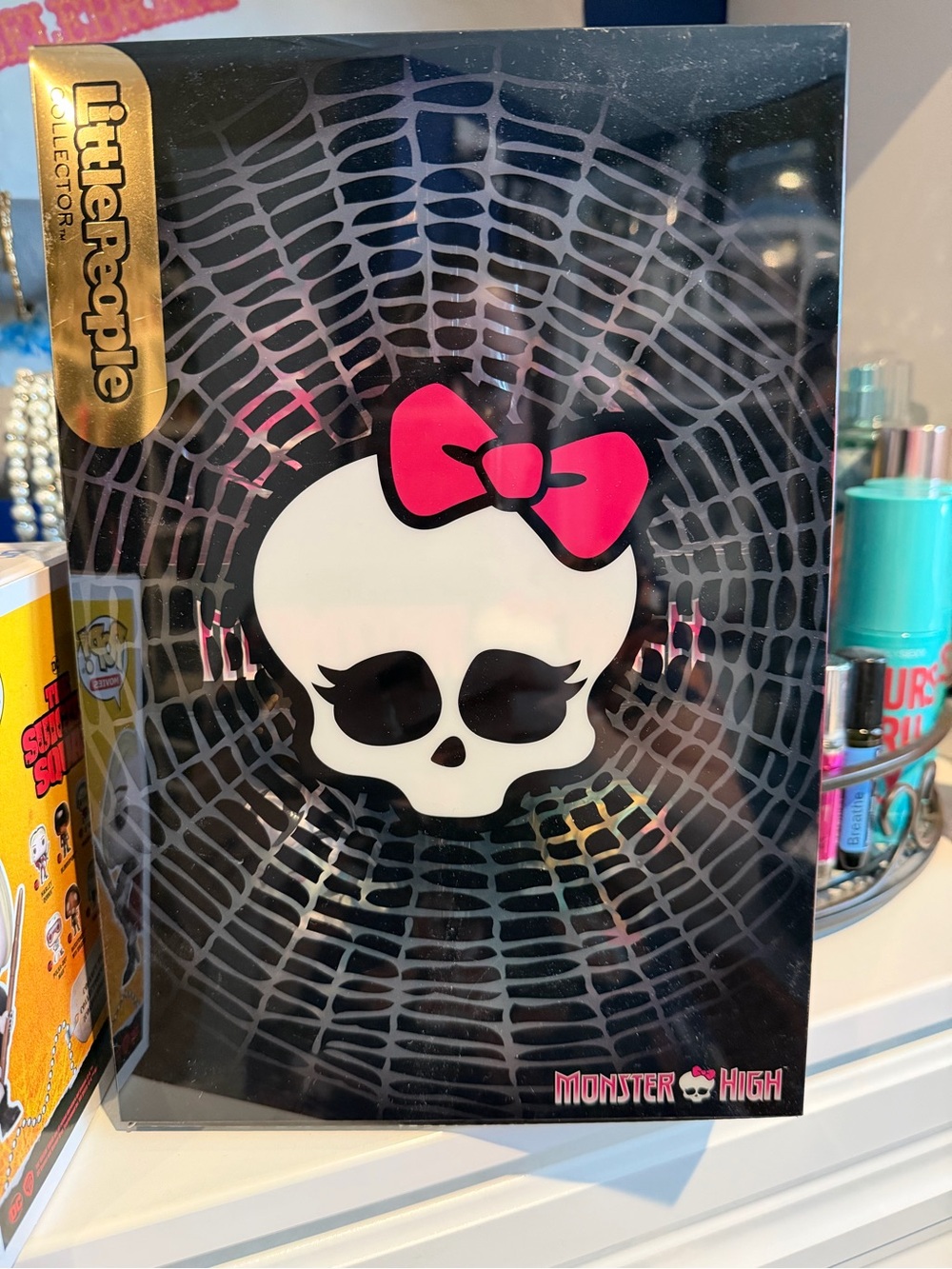 Monster High black white skull box with pink bow